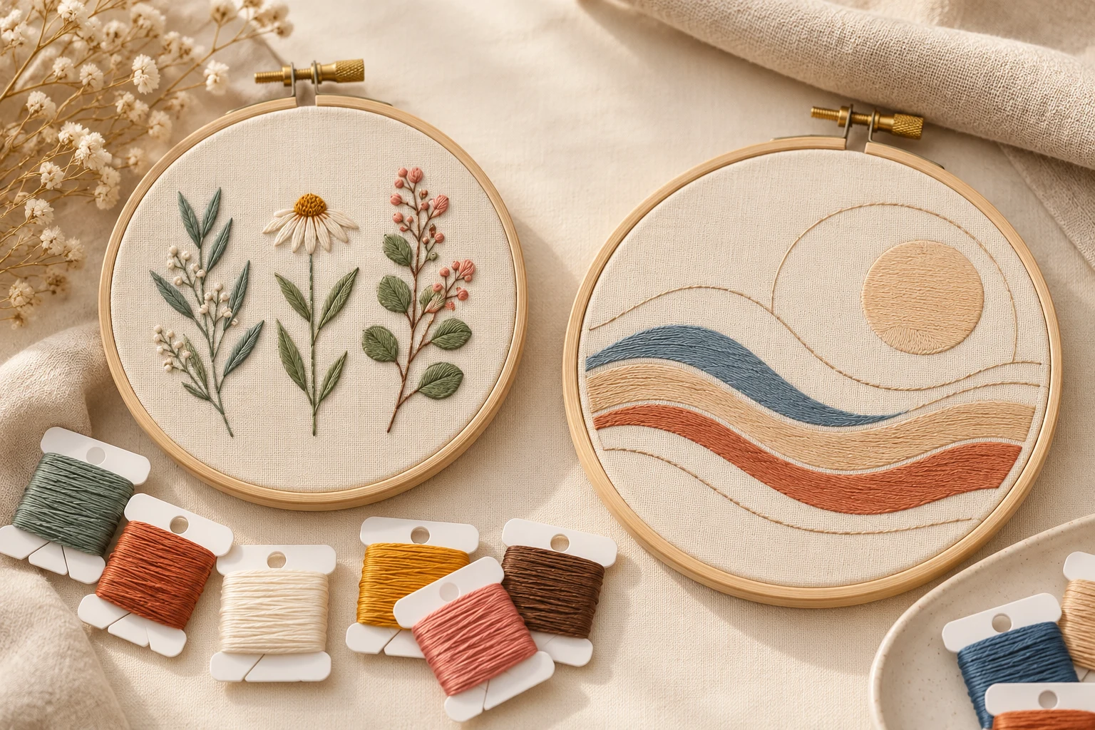 Hand embroidery and cross-stitch supplies collection