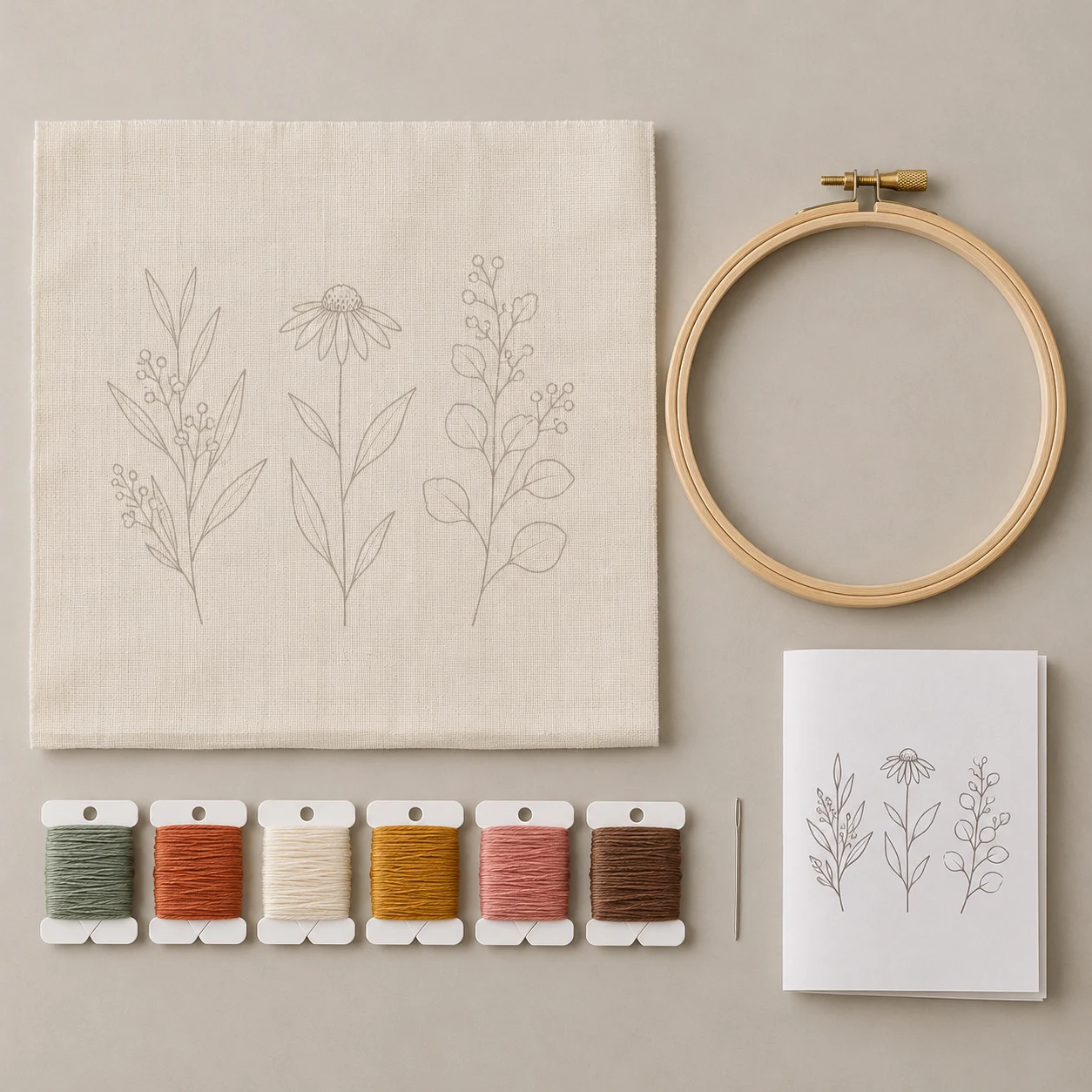 Botanical stem embroidery kit